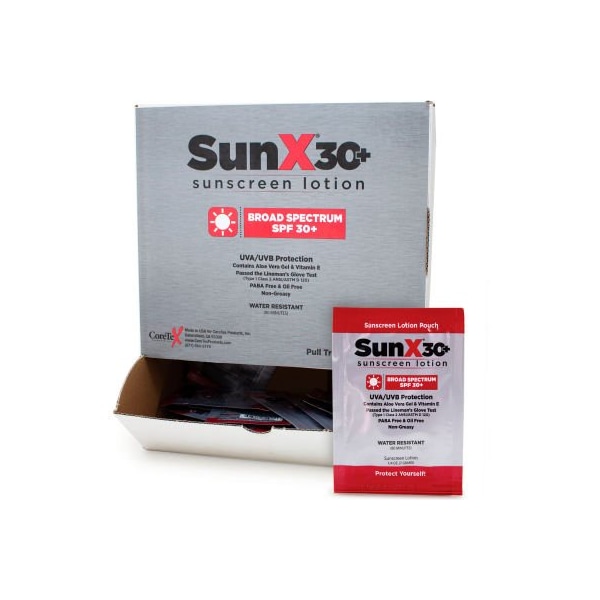 CoreTex Sun X 30 Sunscreen Lotion, SPF 30+, Lotion, Pouch, Wallmount, 50 Packets